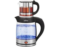 Homelux - Theemaker - Caydanlik - Glazen Theemaker - Elektrische theemaker - Turkse theepot - Samovar - 1,8L - Glazenwaterkoker - 2200W - Camli Caydanlik -