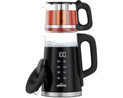 Homelux - Theepot - Caydanlik - 2200W – Elektrische Waterkoker 1,7L + 1L Theemaker met Infuser, 4 Temperatuurstanden 40-100°C, Warmhoudfunctie, Samovar BPA-vrij, RVS Filter, Stille Waterkoker, Theezetter Caymatik - Semaver - Cayci - Cay - Turkse thee