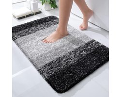 HomeLuxe Badmat 80x50 cm – Zacht Hoogpolig – Anti-Slip Rubber – Sneldrogend & Absorberend – Luxe Badkamer Mat donker grijs
