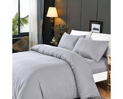 Homeluxe -Dekbedovertrekken - Beddengoed set 4-delig - Dekbedovertrek 200x220 cm - Matraslaken 220x240 cm - Inclusief 2 Kussenslopen (50x70 cm) - Lichtgrijs Blauw - 220x240 cm-Kerst kado