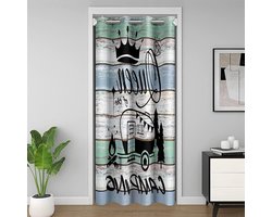 Homemissing Camper Deurgordijn voor deuropening privacy 150 x 203 cm Kinderen Happy Camping Room Divider Gordijn Cover voor Woood Graan 30% -50% Kamer Verduisterend Gordijn Queen Raambehandelingen