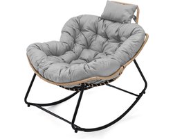 HomeMiYN Ergonomische Schommelstoel – Lichtgrijs – Zacht Techstof – 120 kg Capaciteit – Gezellig en Ontspannend Ontwerp – Ideaal voor Woonkamer & Patio – Stijlvolle Schommelstoel – Comfortabele Loungestoel voor Thuis – Unieke Vorm