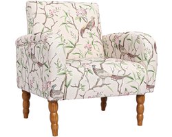 HomeMiYN Fauteuil Bloemenprint – Kleurrijke Lounge Stoel met Zachte Bekleding, Brede Zitting en Comfortabele Ondersteuning, Moderne Stoel voor Woonkamer, Slaapkamer en Leeshoek