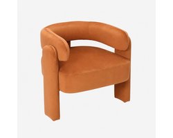 HomeMiYN Hoekstoel Oranje – Velvet Fauteuil met Brede Zitting, Comfortabele Vulling en Modern Design, Lounge Stoel voor Woonkamer, Slaapkamer en Leeshoek