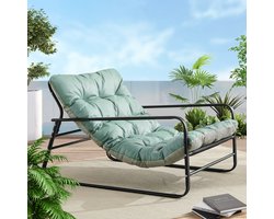 HomeMiYN Loungestoelen – Teslindi Stof Blauw-Grijs – Voor Woonkamer, Balkon, Tuin & Terras – 240kg – Ergonomisch