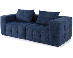 HomeMiYN Modulair Bank – Linker Module Bank – Donkerblauwe Schuim Bank – Combineerbare 1-Zits Sofa Module – Modern Ruimtebesparend Design