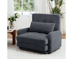HomeMiYN Vloerbank – Donkergrijs – Chenille Vouwbank Slaapbank – Opvouwbare Sofa Bed 2-in-1 – Draagvermogen 227 kg – Met Kussens – Modulaire Grond Bank – Voor Woonkamer & Slaapkamer