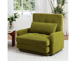 HomeMiYN Vloerbank – Groen – Chenille Vouwbank Slaapbank – Opvouwbare Sofa Bed 2-in-1 – Draagvermogen 227 kg – Met Kussens – Modulaire Grond Bank – Voor Woonkamer & Slaapkamer