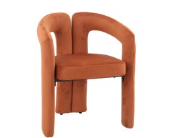 Homerebels® - Japandi eetkamerstoel met armleuning - Niru - Volledig gestoffeerde stoel - set van 2 - minimalistisch design - Oranje eetkamerstoel