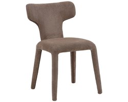 Homerebels® - Japandi eetkamerstoel zonder armleuning - Japangi Taupe - Volledig gestoffeerde stoel - minimalistisch design - Bruine eetkamerstoel