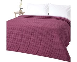 Homescapes 100% katoenen gewatteerde sprei, paars/lila, 150 x 200 cm