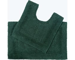 Homescapes 2-delige badkamerset in bosgroen, gemaakt van 100% katoen