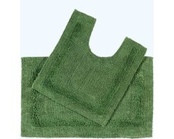 Homescapes 2-delige badkamerset in varengroen, gemaakt van 100% katoen
