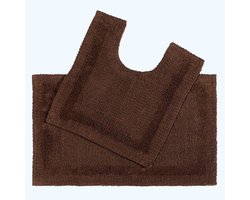 Homescapes 2-delige luxe badmattenset 100% katoen bruin