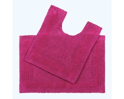 Homescapes 2-delige luxe badmattenset 100% katoen framboos