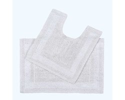 Homescapes 2-delige luxe badmattenset 100% katoen wit