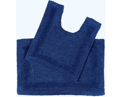 Homescapes 2 st. Badkamerset donkerblauw gemaakt van 100% katoen
