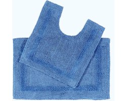 Homescapes 2 st. Blauwe badkamerset gemaakt van 100% katoen