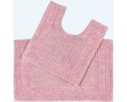 Homescapes 2 st. Roze badkamerset gemaakt van 100% katoen