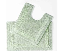 Homescapes 2 st. Saliegroene badkamerset gemaakt van 100% katoen