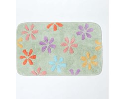 Homescapes antislip bloemenbadmat 100% katoen, meerkleurig