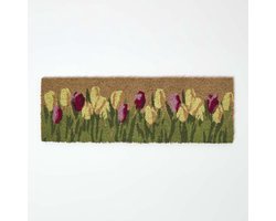 Homescapes Antislip Kokos Deurmat met Tulpenmotief, 25 x 75 cm