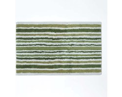 Homescapes Antislipbadmat met streeppatroon 100% katoen, groen en grijs
