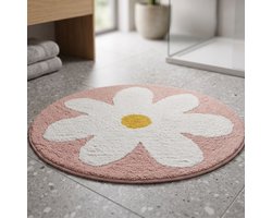 Homescapes Badematte Blume rund 60 cm – Badteppich rosa, 100 % Baumwolle