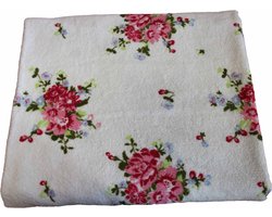 Homescapes badstof douchedoek wit vintage bloemen roze