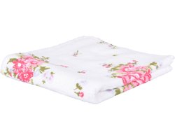 Homescapes badstof gastendoekje wit vintage bloemen roze