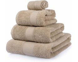 Homescapes badstof handdoekenset 4 stuks 100% katoen beige