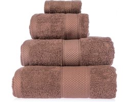 Homescapes badstof handdoekenset 4 stuks 100% katoen bruin