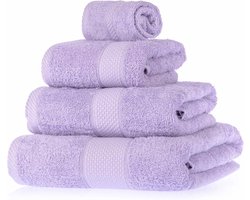 Homescapes badstof handdoekenset 4 stuks 100% katoen lila