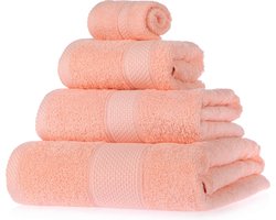 Homescapes badstof handdoekenset 4 stuks 100% katoen perzik