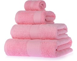 Homescapes badstof handdoekenset 4 stuks 100% katoen roze