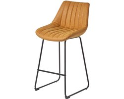 Homescapes - Barkruk Ascot kunstleren barkruk met rugleuning - 97cm - goud