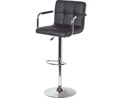 Homescapes - Barkruk Bramley - in hoogte verstelbare barkruk draaibaar met rugleuning - 62-82cm - zwart