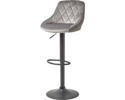 Homescapes - Barkruk Henley - fluwelen barkruk in hoogte verstelbaar 97cm - grijs