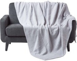 Homescapes Bedsprei Halden met Chevron-patroon, grijs/wit, 150 x 200 cm