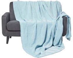 Homescapes Bedsprei Halden met chevronpatroon, zeegroen/wit, 225 x 255 cm