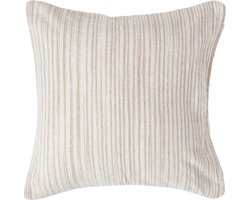 Homescapes Beige Gestreepte Chenille Kussenhoes 60 x 60 cm