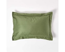 Homescapes Biologisch Kussensloop 50x75 cm met Sierrand – Mosgroen – 100% Egyptisch Katoen Satijn – Draaddichtheid 400