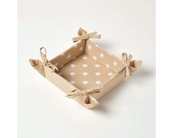 Homescapes broodmandje stof golfmotief sterren beige design