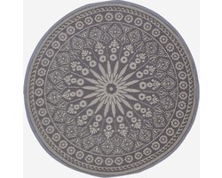 Homescapes Buitenkleed Rond Vloerkleed – Buitentapijt – Tuinkleed Tuinkleed – Tuintapijt – Omkeerbaar – Waterdicht & UV–bestendig – Gerecycled polypropyleen – "Mandala" – Zwart – ⌀170cm