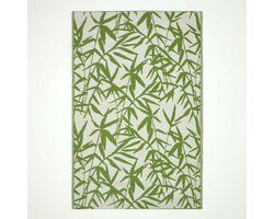 Homescapes Buitenkleed Vloerkleed – 180x270cm – Buitentapijt – Groen–Wit Tuinkleed – Tuintapijt – Omkeerbaar – Waterdicht & UV–bestendig – Gerecycled polypropyleen – "Zena"