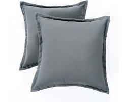 Homescapes buitenkussens – set van 2 tuinkussens & sierkussens voor tuin – waterafstotend & weerbestendig – 45x45 cm – grijs – voor tuin & terras
