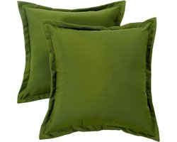 Homescapes buitenkussens – set van 2 tuinkussens & sierkussens voor tuin – waterafstotend & weerbestendig – 45x45 cm – groen – voor tuin & terras
