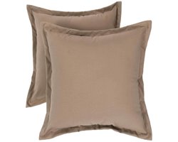 Homescapes buitenkussens – set van 2 tuinkussens & sierkussens voor tuin – waterafstotend & weerbestendig – 45x45 cm – lichtbruin – voor tuin & terras