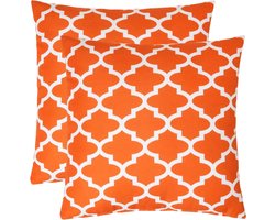 Homescapes buitenkussens – set van 2 tuinkussens & sierkussens voor tuin – waterafstotend & weerbestendig – 45x45 cm – oranje, “Geometrisch” – voor tuin & terras