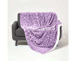 Homescapes Cosy Velvet Triangle Deken - Sherpa Deken Lavendel Paars 130 x 160 cm
